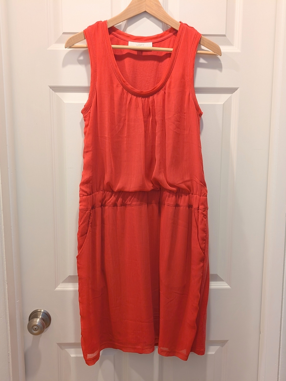 LOFT Sleeveless Coral Tank Dress w Pockets